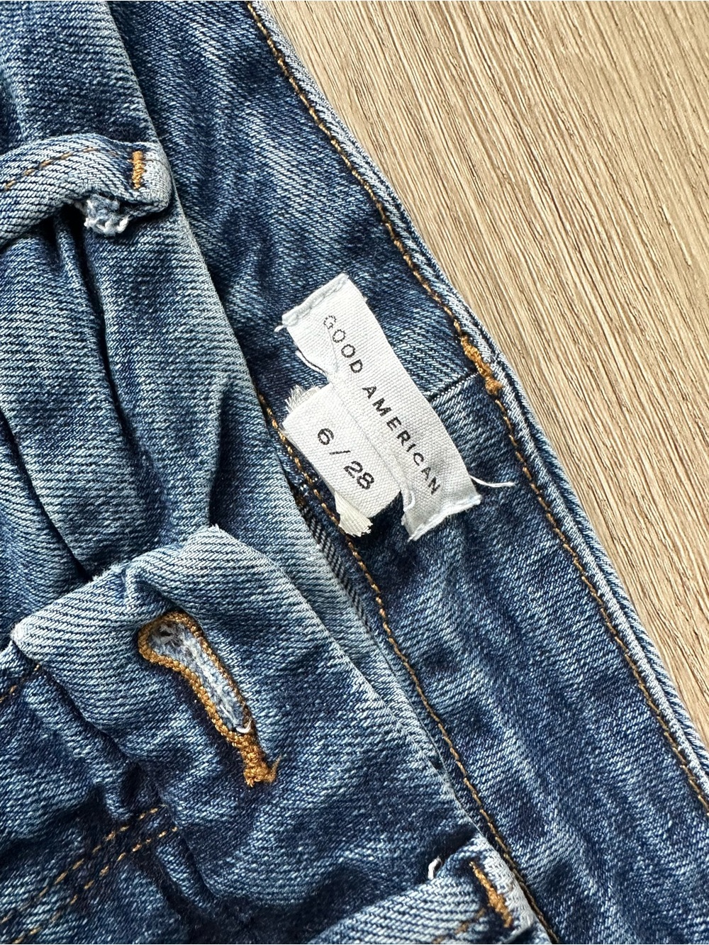 Good American Distressed Blue High-Rise Denim Jeans